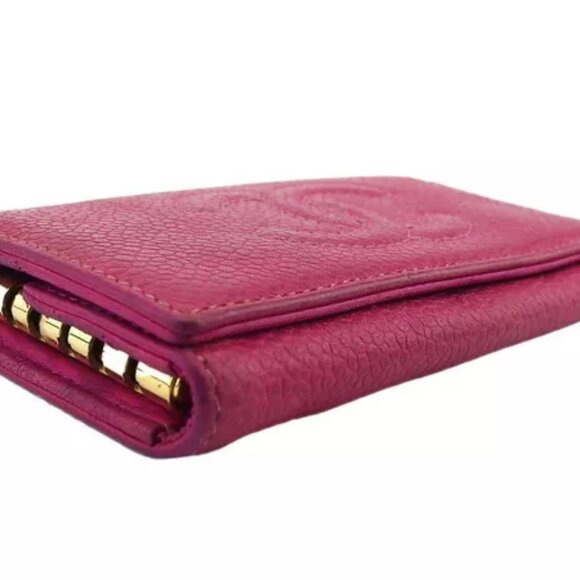 CHANEL Key Case Coco Mark Magenta Caviar Skin Authentic Used - Picture 3 of 10